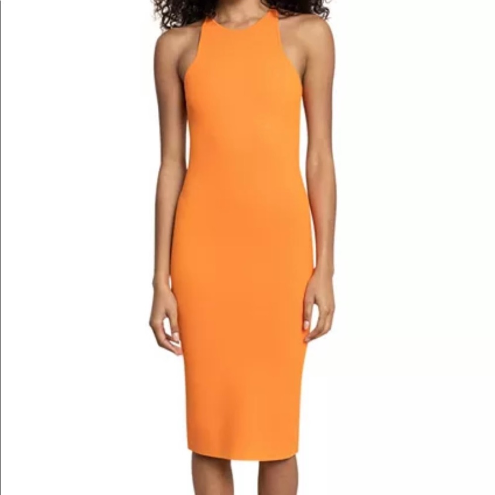 A.L.C. Intermix orange knit midi ribbed dress